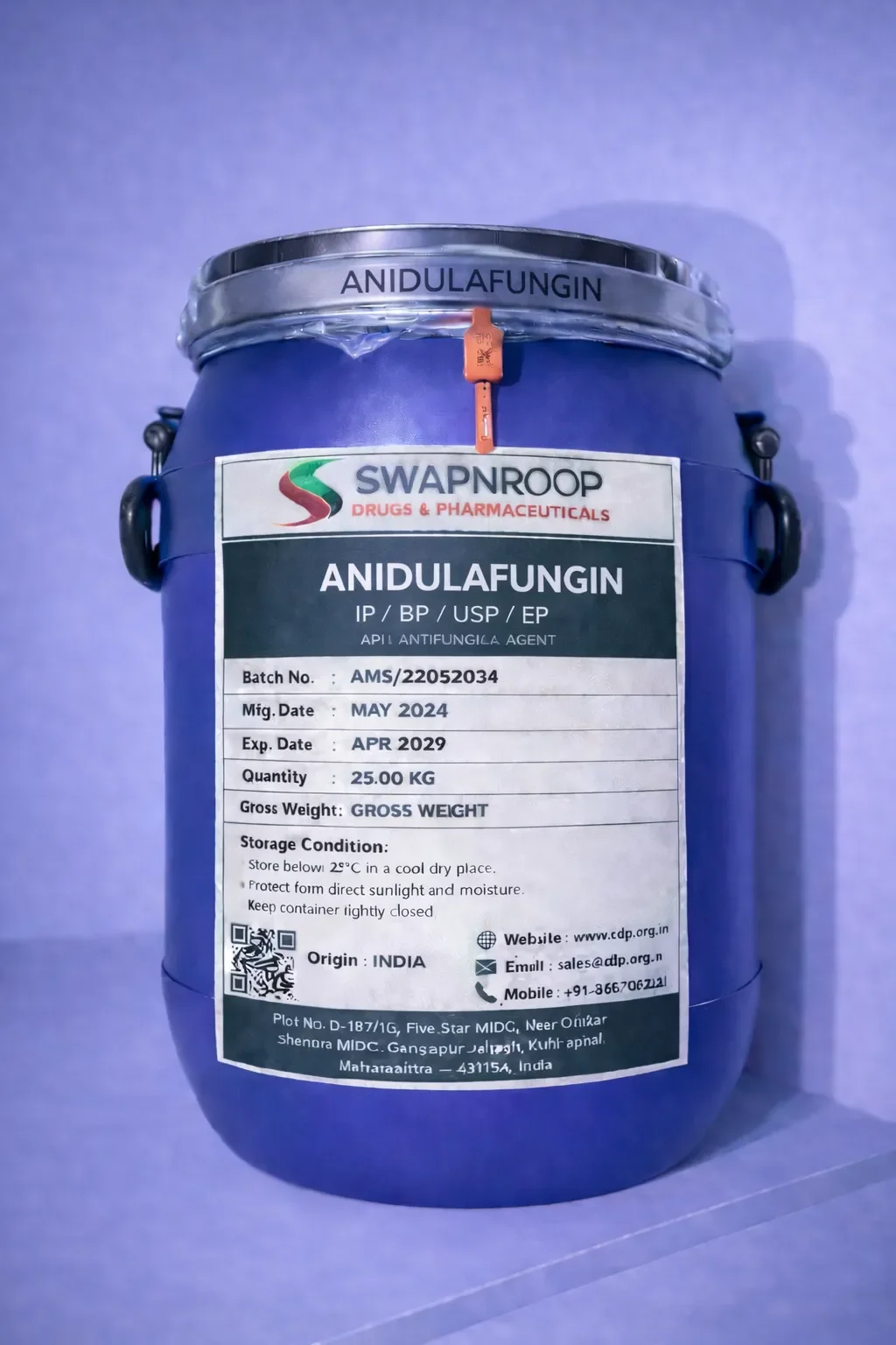 Anidulafungin API Manufacturer and Bulk Supplier in Maharashtra, India – Swapnroop Pharma